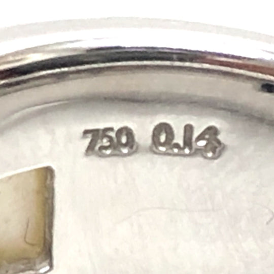 TASAKI Ring 18K Silver 18K Diamond Shell Onyx D0.14ct Women 10 Used Authentic