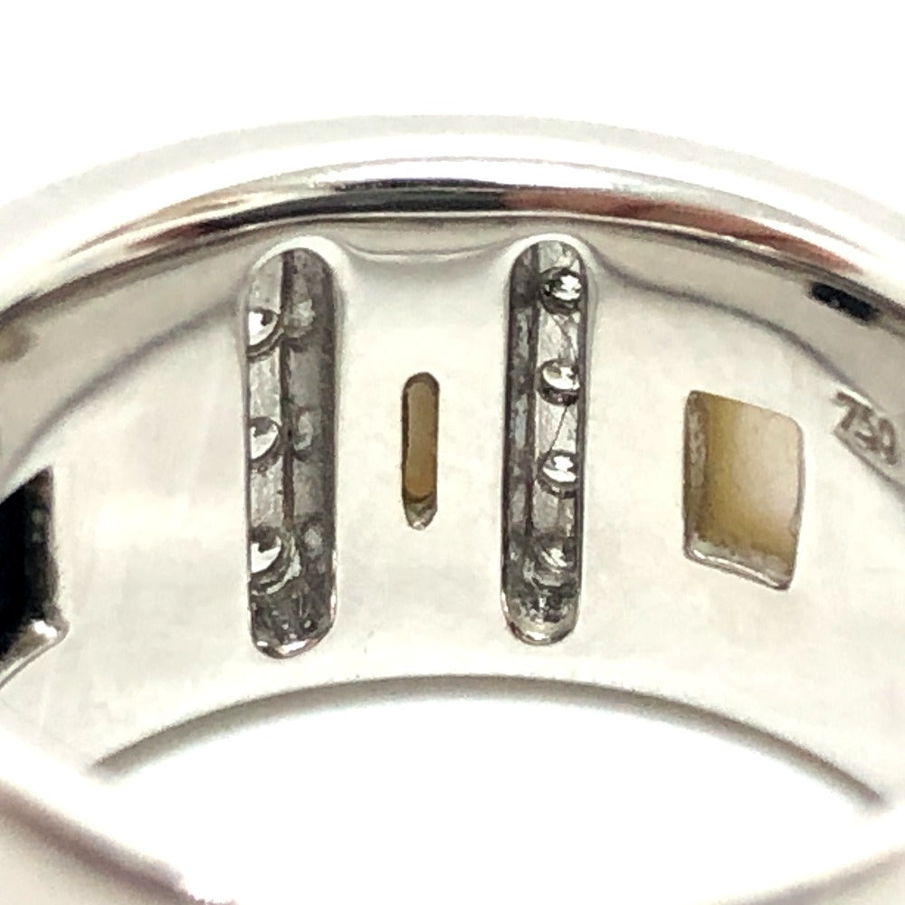 TASAKI Ring 18K Silver 18K Diamond Shell Onyx D0.14ct Women 10 Used Authentic