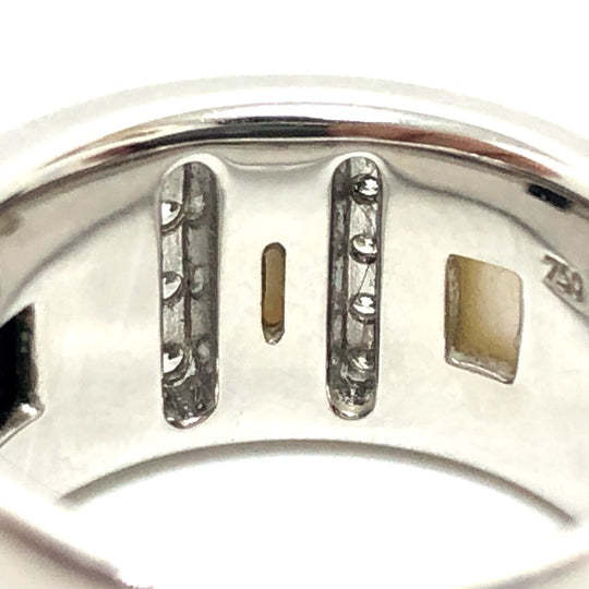 TASAKI Ring 18K Silver 18K Diamond Shell Onyx D0.14ct Women 10 Used Authentic