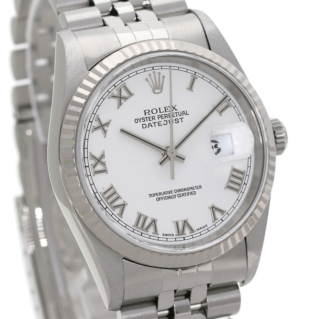 ROLEX Watches Mechanical Automatic 16234 Stainless Steel , Stainless Steel , K18WG Silver Datejust white dial mens Used Authentic
