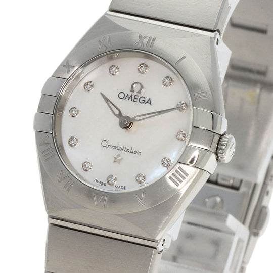 OMEGA Watches Quartz 131.10.25.60.55.001 Stainless Steel , Stainless Steel Silver Constellation Manhattan 12P Diamond White shell dial Women Used Authentic