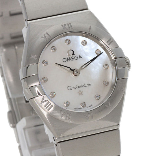 OMEGA Watches Quartz 131.10.25.60.55.001 Stainless Steel , Stainless Steel Silver Constellation Manhattan 12P Diamond White shell dial Women Used Authentic