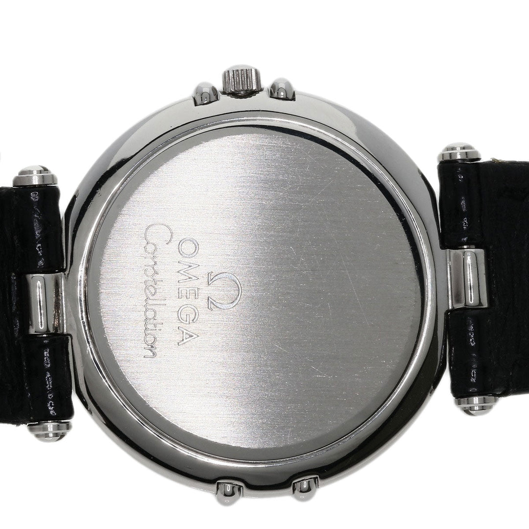 OMEGA Watches Quartz Stainless Steel, Leather Silver Constellation flat bezel Silver dial mens Used Authentic