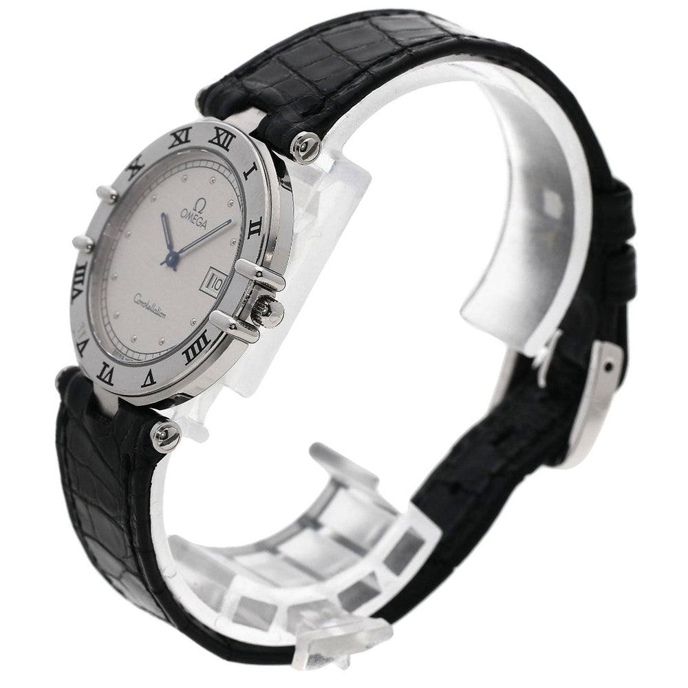 OMEGA Watches Quartz Stainless Steel, Leather Silver Constellation flat bezel Silver dial mens Used Authentic