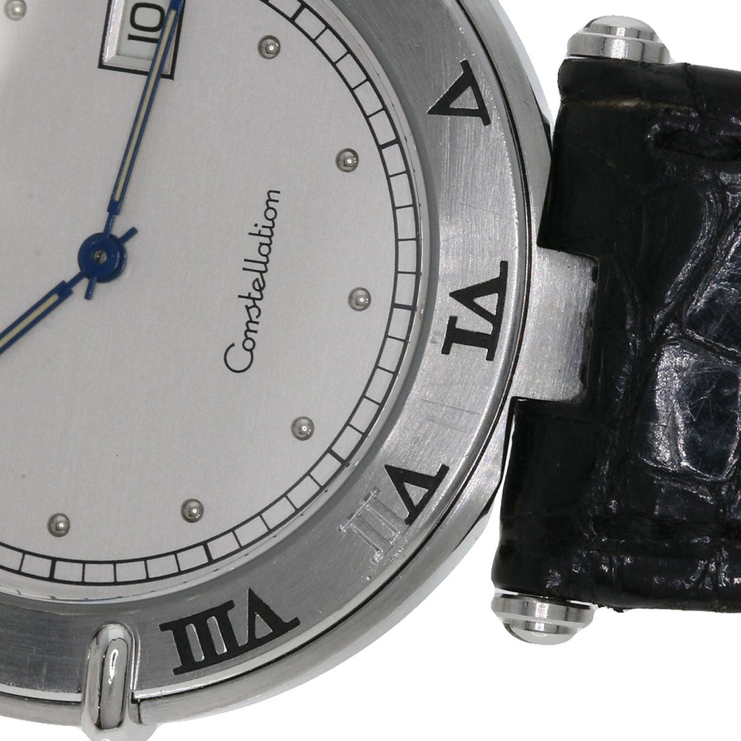 OMEGA Watches Quartz Stainless Steel, Leather Silver Constellation flat bezel Silver dial mens Used Authentic