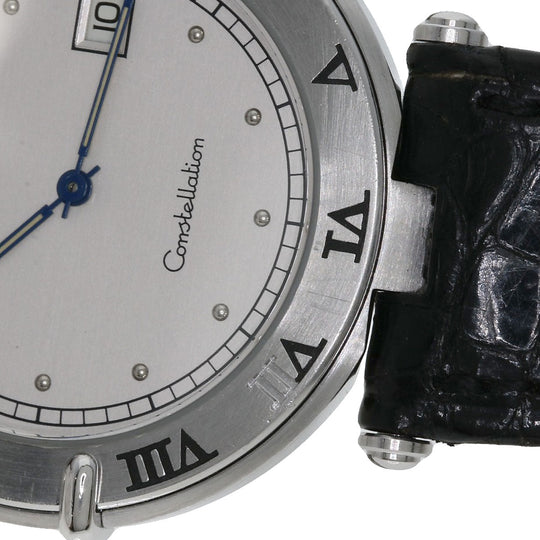 OMEGA Watches Quartz Stainless Steel, Leather Silver Constellation flat bezel Silver dial mens Used Authentic