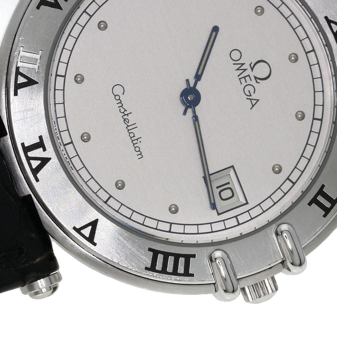 OMEGA Watches Quartz Stainless Steel, Leather Silver Constellation flat bezel Silver dial mens Used Authentic
