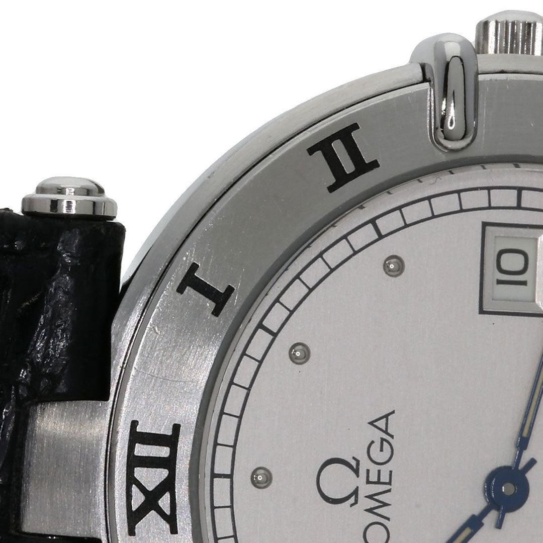 OMEGA Watches Quartz Stainless Steel, Leather Silver Constellation flat bezel Silver dial mens Used Authentic