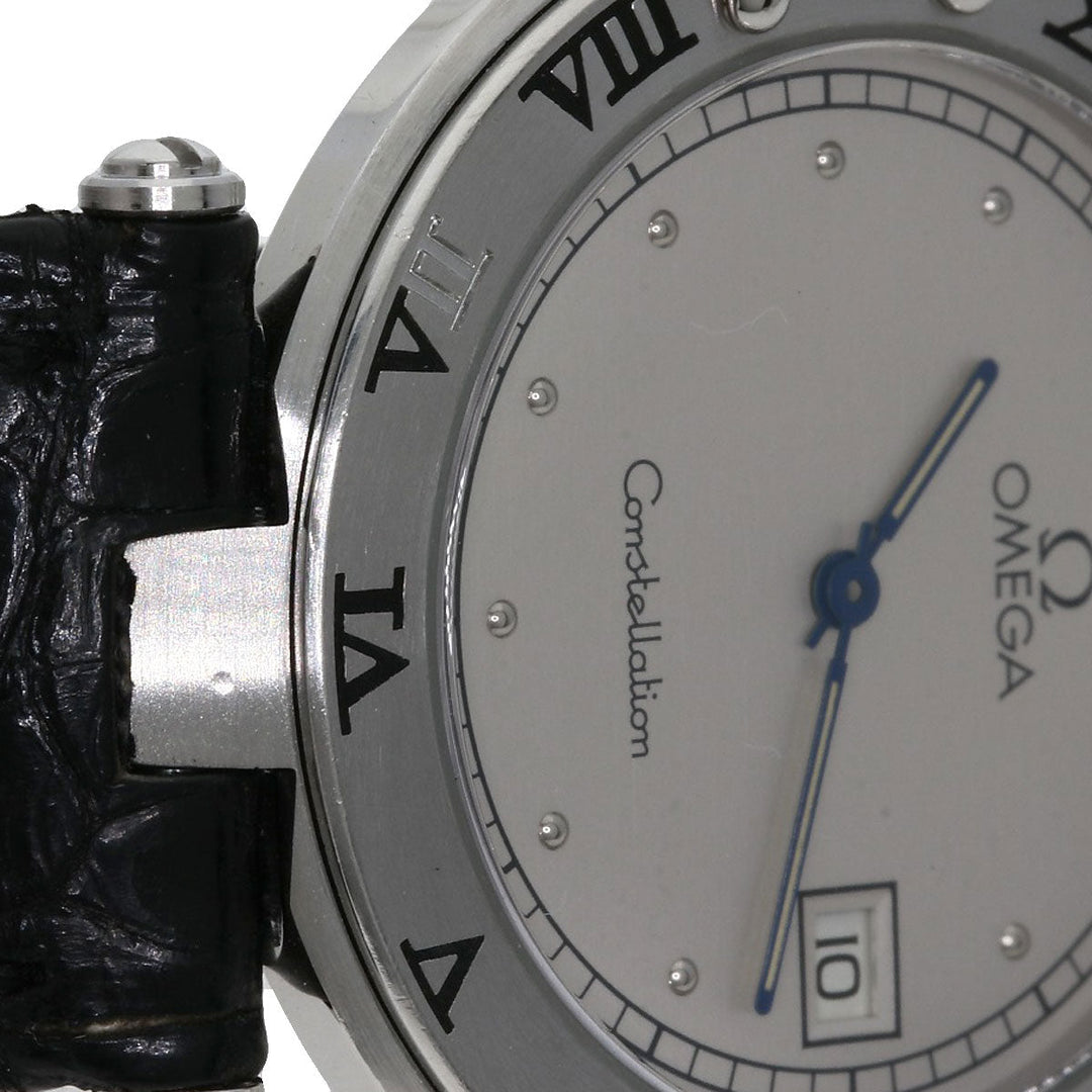 OMEGA Watches Quartz Stainless Steel, Leather Silver Constellation flat bezel Silver dial mens Used Authentic