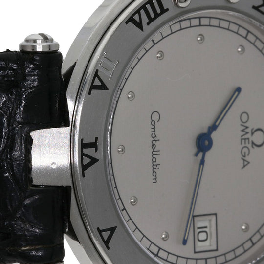 OMEGA Watches Quartz Stainless Steel, Leather Silver Constellation flat bezel Silver dial mens Used Authentic