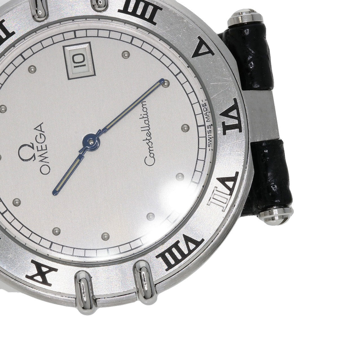 OMEGA Watches Quartz Stainless Steel, Leather Silver Constellation flat bezel Silver dial mens Used Authentic
