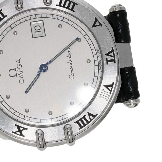 OMEGA Watches Quartz Stainless Steel, Leather Silver Constellation flat bezel Silver dial mens Used Authentic