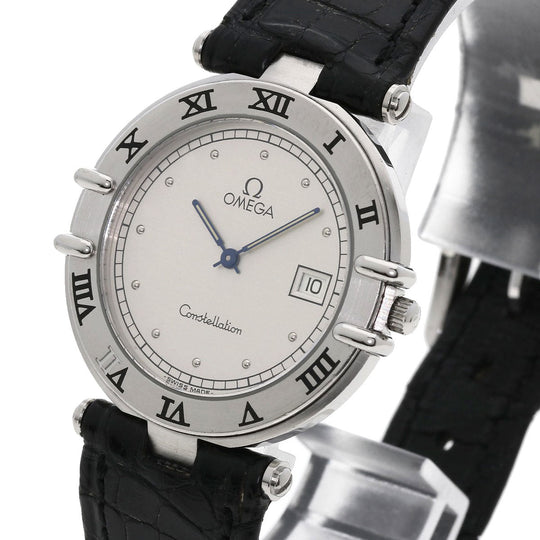 OMEGA Watches Quartz Stainless Steel, Leather Silver Constellation flat bezel Silver dial mens Used Authentic
