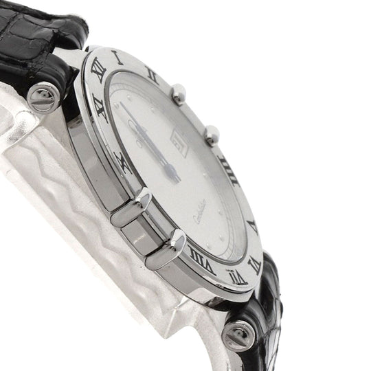 OMEGA Watches Quartz Stainless Steel, Leather Silver Constellation flat bezel Silver dial mens Used Authentic