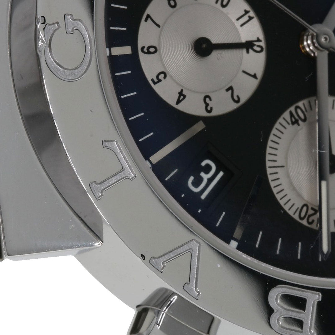 BVLGARI Watches Mechanical Automatic BB38SSDCH Stainless Steel , Stainless Steel Silver Bulgari Bulgari Chronograph black dial mens Used Authentic