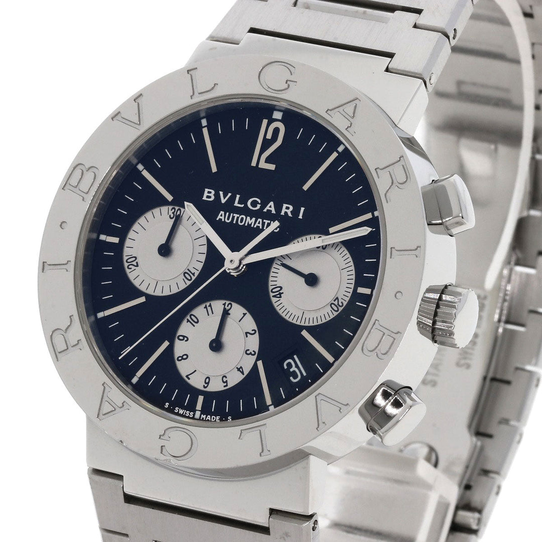 BVLGARI Watches Mechanical Automatic BB38SSDCH Stainless Steel , Stainless Steel Silver Bulgari Bulgari Chronograph black dial mens Used Authentic