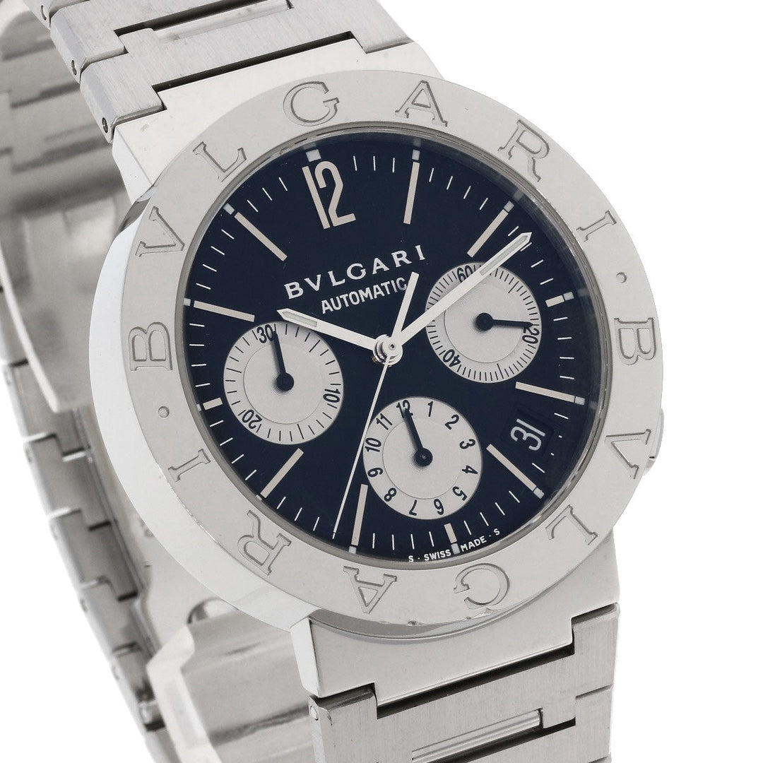 BVLGARI Watches Mechanical Automatic BB38SSDCH Stainless Steel , Stainless Steel Silver Bulgari Bulgari Chronograph black dial mens Used Authentic