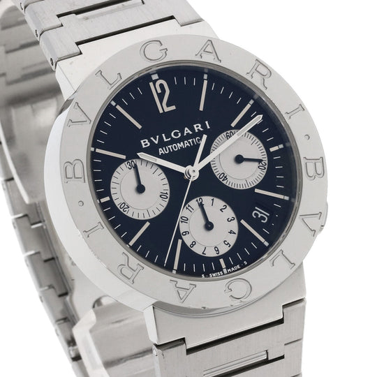 BVLGARI Watches Mechanical Automatic BB38SSDCH Stainless Steel , Stainless Steel Silver Bulgari Bulgari Chronograph black dial mens Used Authentic