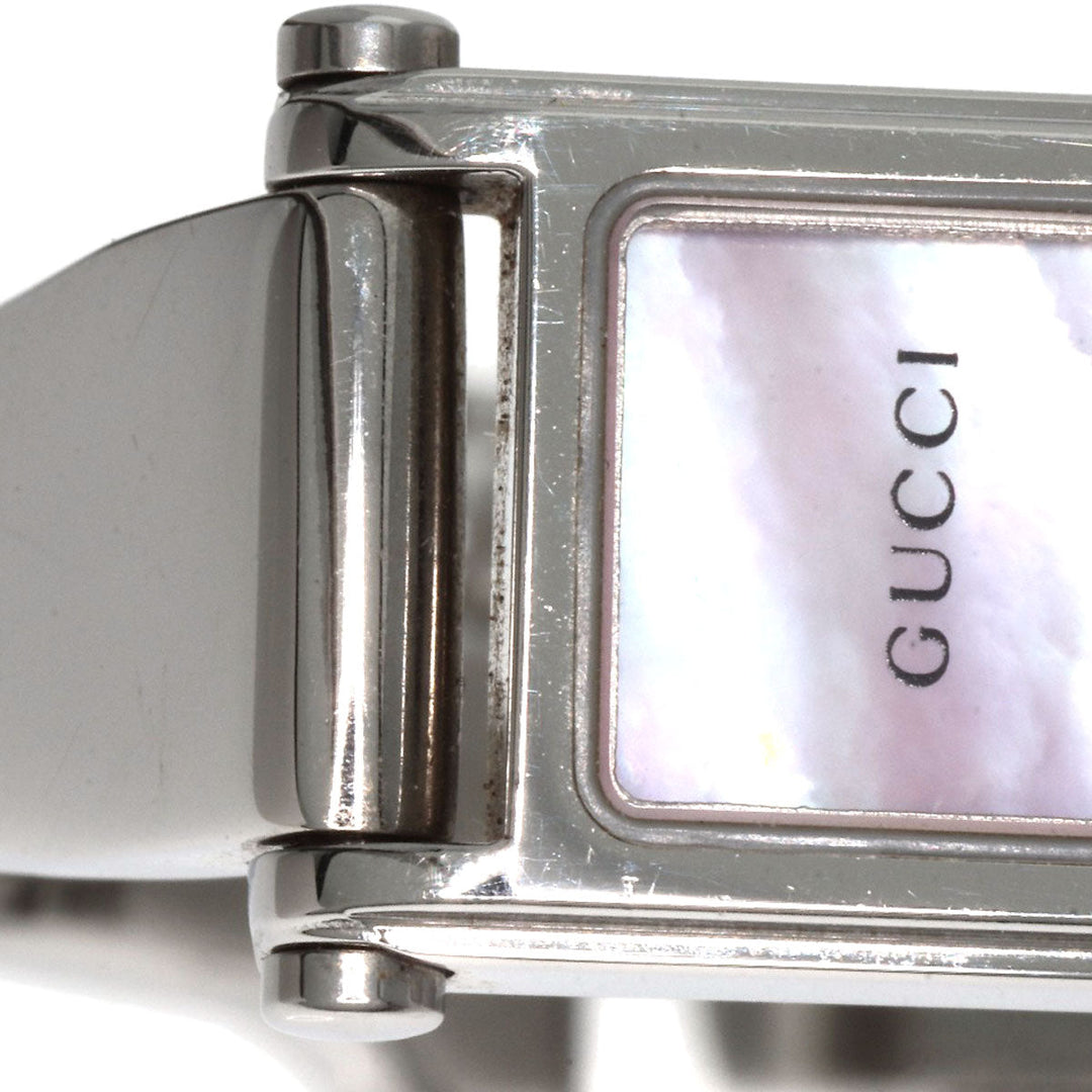 GUCCI Watches Quartz 1500L Stainless Steel , Stainless Steel Silver Square face Pink shell dial Women Used Authentic