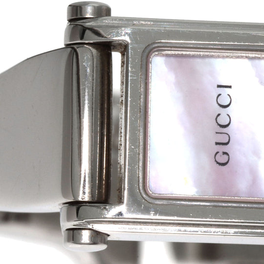 GUCCI Watches Quartz 1500L Stainless Steel , Stainless Steel Silver Square face Pink shell dial Women Used Authentic