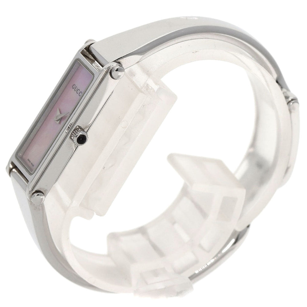 GUCCI Watches Quartz 1500L Stainless Steel , Stainless Steel Silver Square face Pink shell dial Women Used Authentic