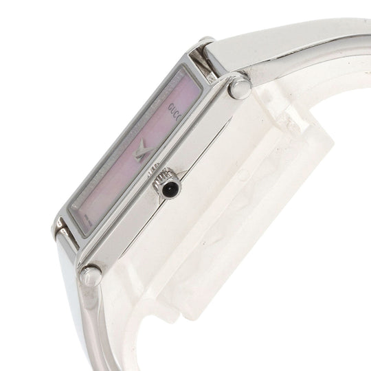 GUCCI Watches Quartz 1500L Stainless Steel , Stainless Steel Silver Square face Pink shell dial Women Used Authentic