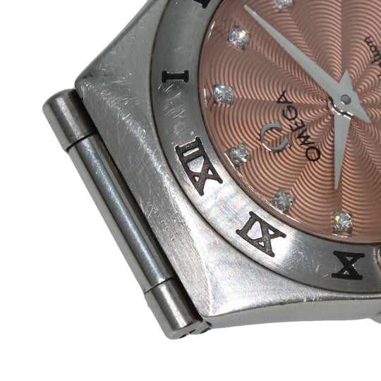 OMEGA Watches Quartz 1562.67 Stainless Steel , Stainless Steel Silver Constellation Mini 12P Diamond Orange dial Women Used Authentic