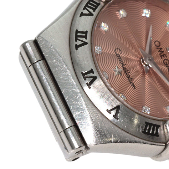 OMEGA Watches Quartz 1562.67 Stainless Steel , Stainless Steel Silver Constellation Mini 12P Diamond Orange dial Women Used Authentic