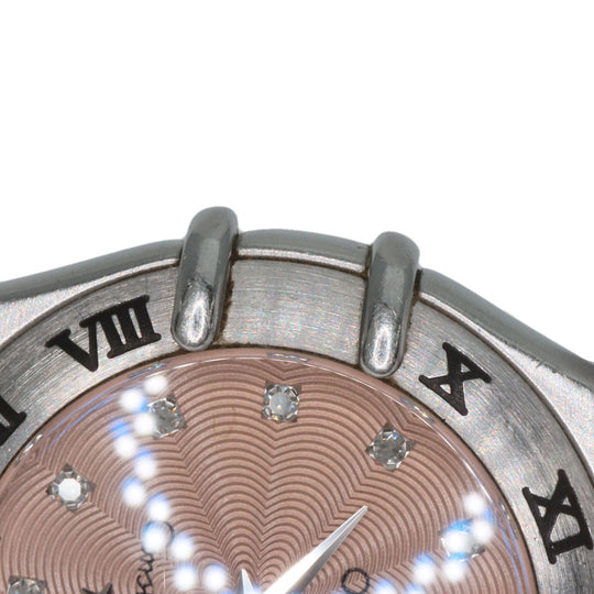OMEGA Watches Quartz 1562.67 Stainless Steel , Stainless Steel Silver Constellation Mini 12P Diamond Orange dial Women Used Authentic