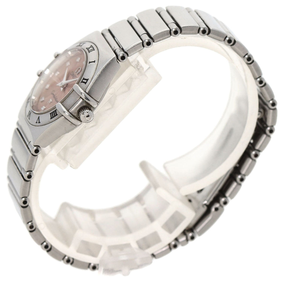 OMEGA Watches Quartz 1562.67 Stainless Steel , Stainless Steel Silver Constellation Mini 12P Diamond Orange dial Women Used Authentic