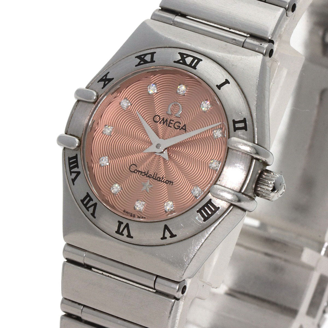 OMEGA Watches Quartz 1562.67 Stainless Steel , Stainless Steel Silver Constellation Mini 12P Diamond Orange dial Women Used Authentic