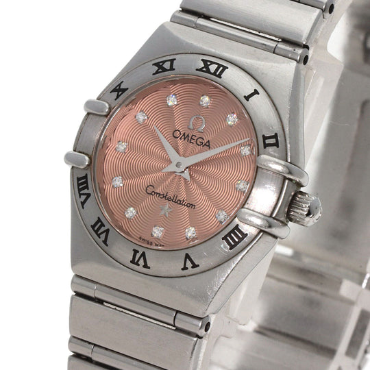 OMEGA Watches Quartz 1562.67 Stainless Steel , Stainless Steel Silver Constellation Mini 12P Diamond Orange dial Women Used Authentic