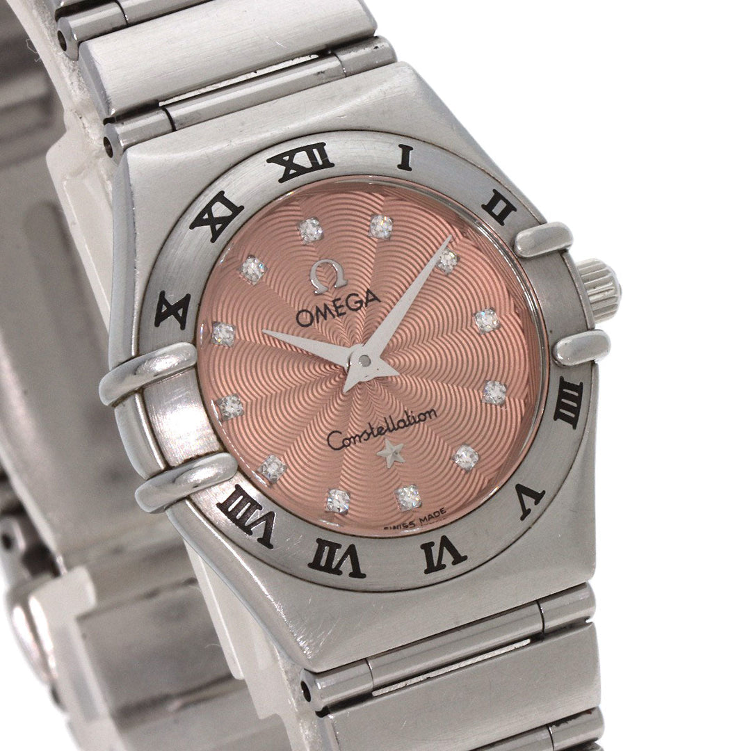 OMEGA Watches Quartz 1562.67 Stainless Steel , Stainless Steel Silver Constellation Mini 12P Diamond Orange dial Women Used Authentic