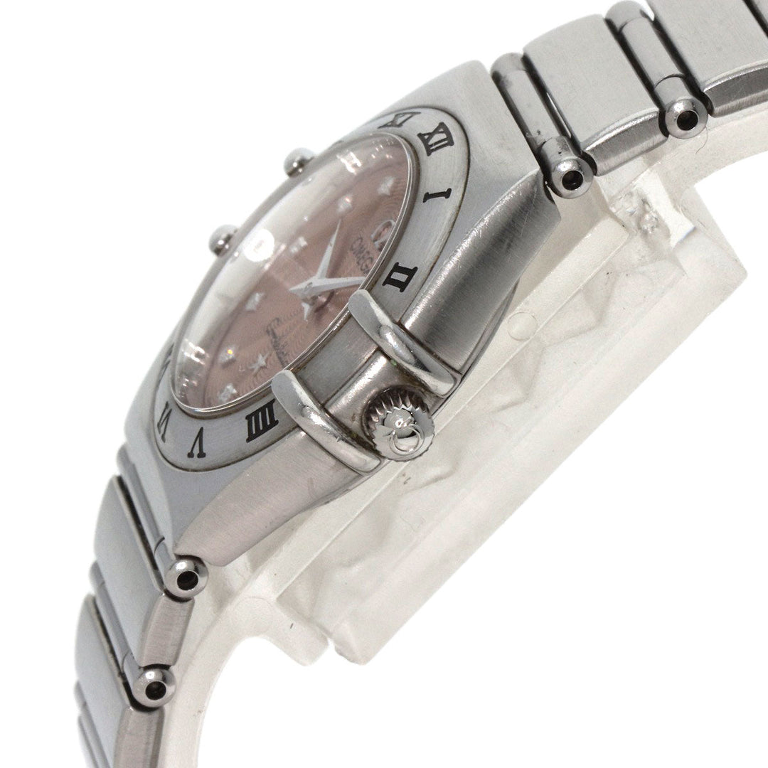 OMEGA Watches Quartz 1562.67 Stainless Steel , Stainless Steel Silver Constellation Mini 12P Diamond Orange dial Women Used Authentic