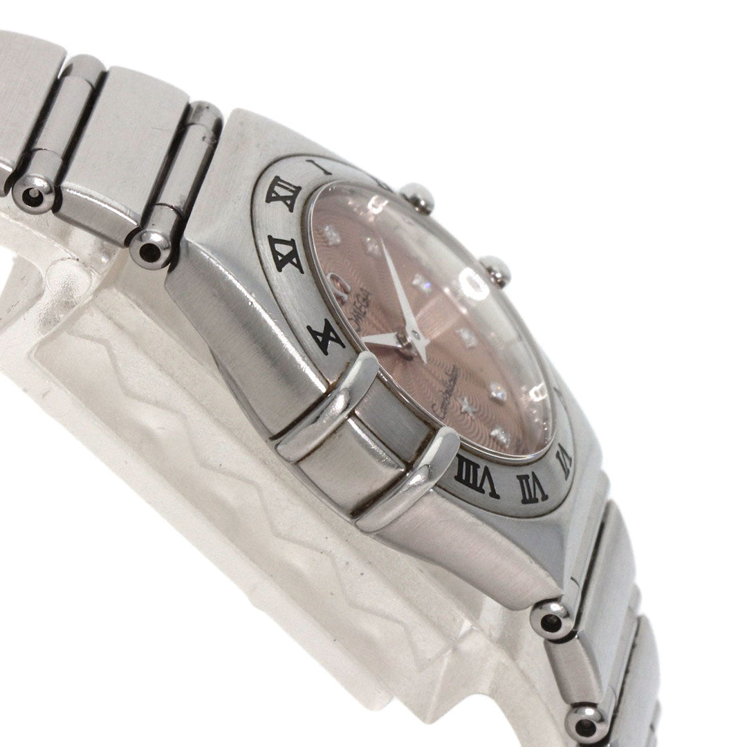 OMEGA Watches Quartz 1562.67 Stainless Steel , Stainless Steel Silver Constellation Mini 12P Diamond Orange dial Women Used Authentic