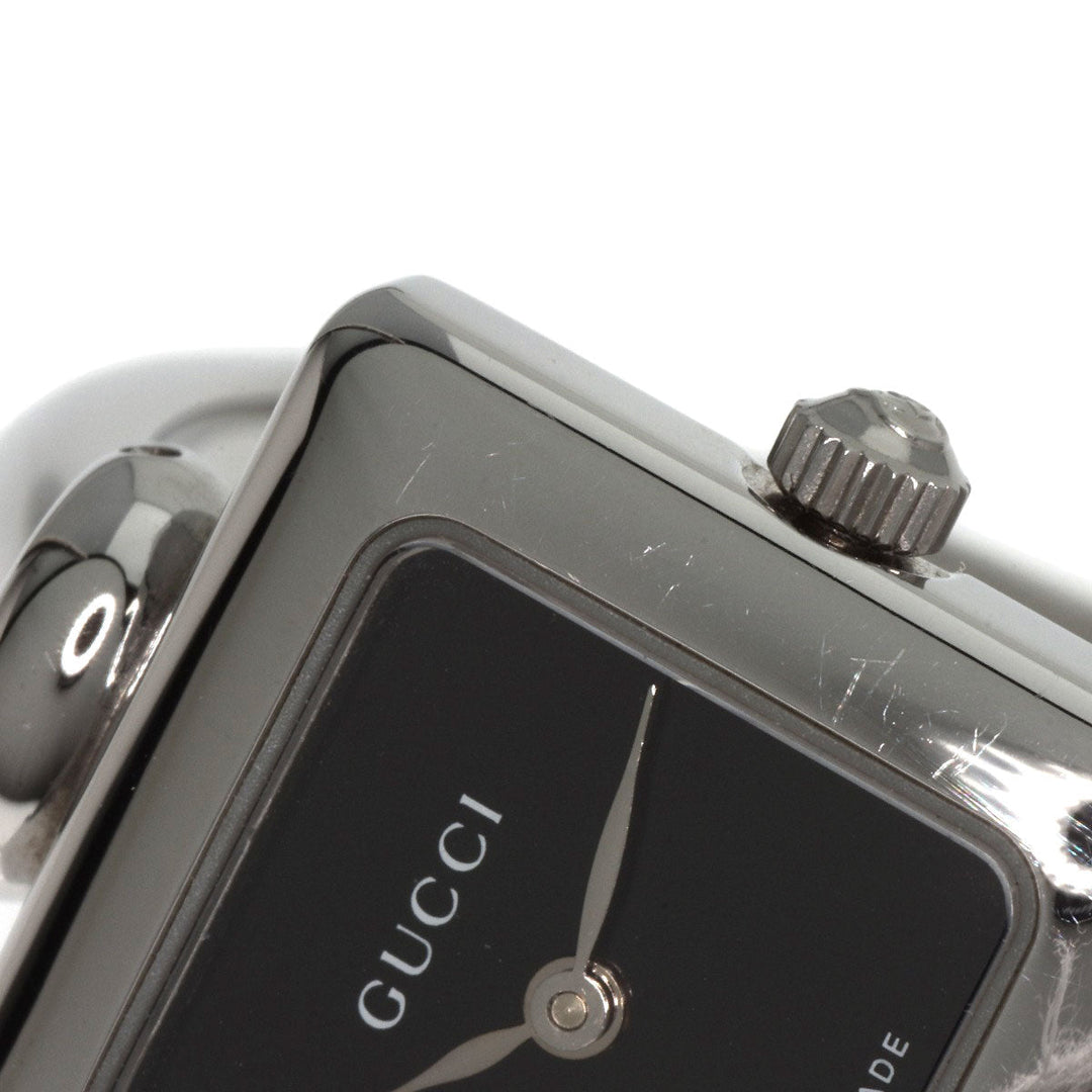 GUCCI Watches Quartz 1900L Stainless Steel , Stainless Steel Silver Square face black dial Women Used Authentic