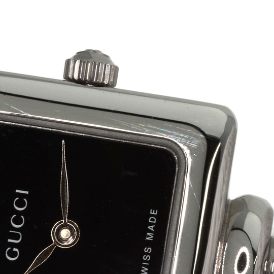 GUCCI Watches Quartz 1900L Stainless Steel , Stainless Steel Silver Square face black dial Women Used Authentic