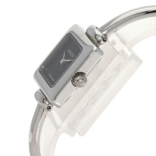 GUCCI Watches Quartz 1900L Stainless Steel , Stainless Steel Silver Square face black dial Women Used Authentic