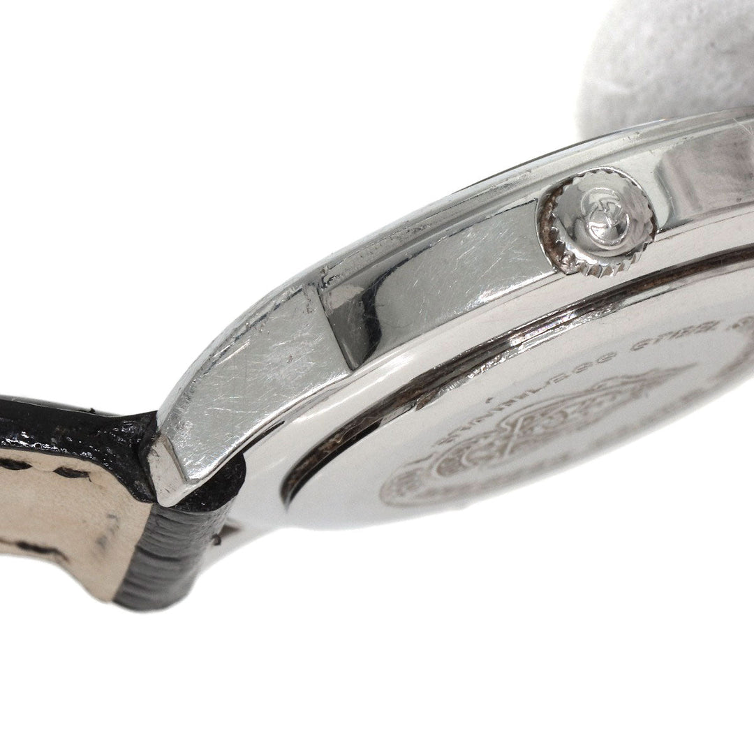GUCCI Watches Quartz 5500L Stainless Steel, Leather Silver Round face black dial Women Used Authentic