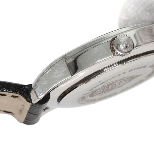 GUCCI Watches Quartz 5500L Stainless Steel, Leather Silver Round face black dial Women Used Authentic