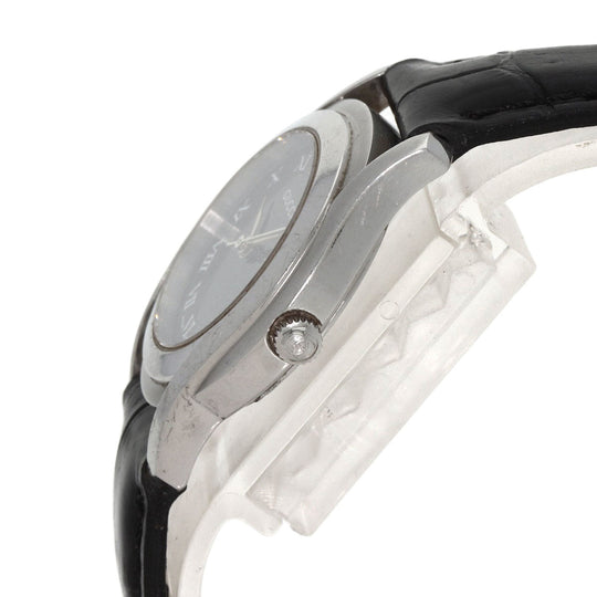 GUCCI Watches Quartz 5500L Stainless Steel, Leather Silver Round face black dial Women Used Authentic