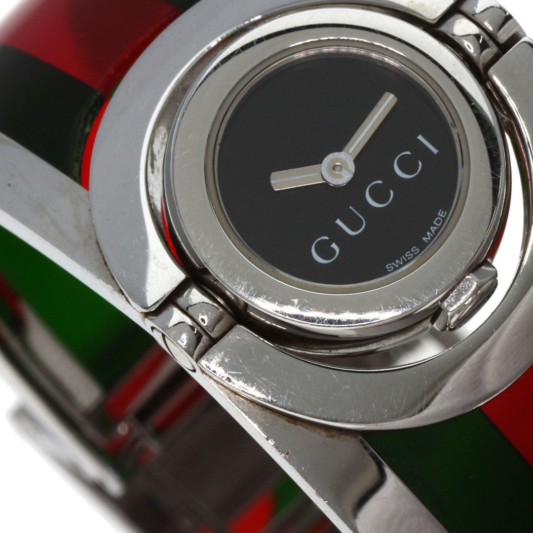 GUCCI Watches Quartz 112 Stainless Steel, SSxPlastic Silver Twirl black dial Women Used Authentic