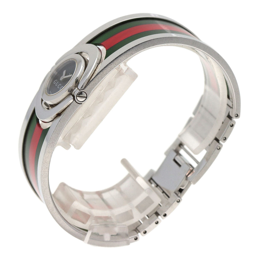 GUCCI Watches Quartz 112 Stainless Steel, SSxPlastic Silver Twirl black dial Women Used Authentic