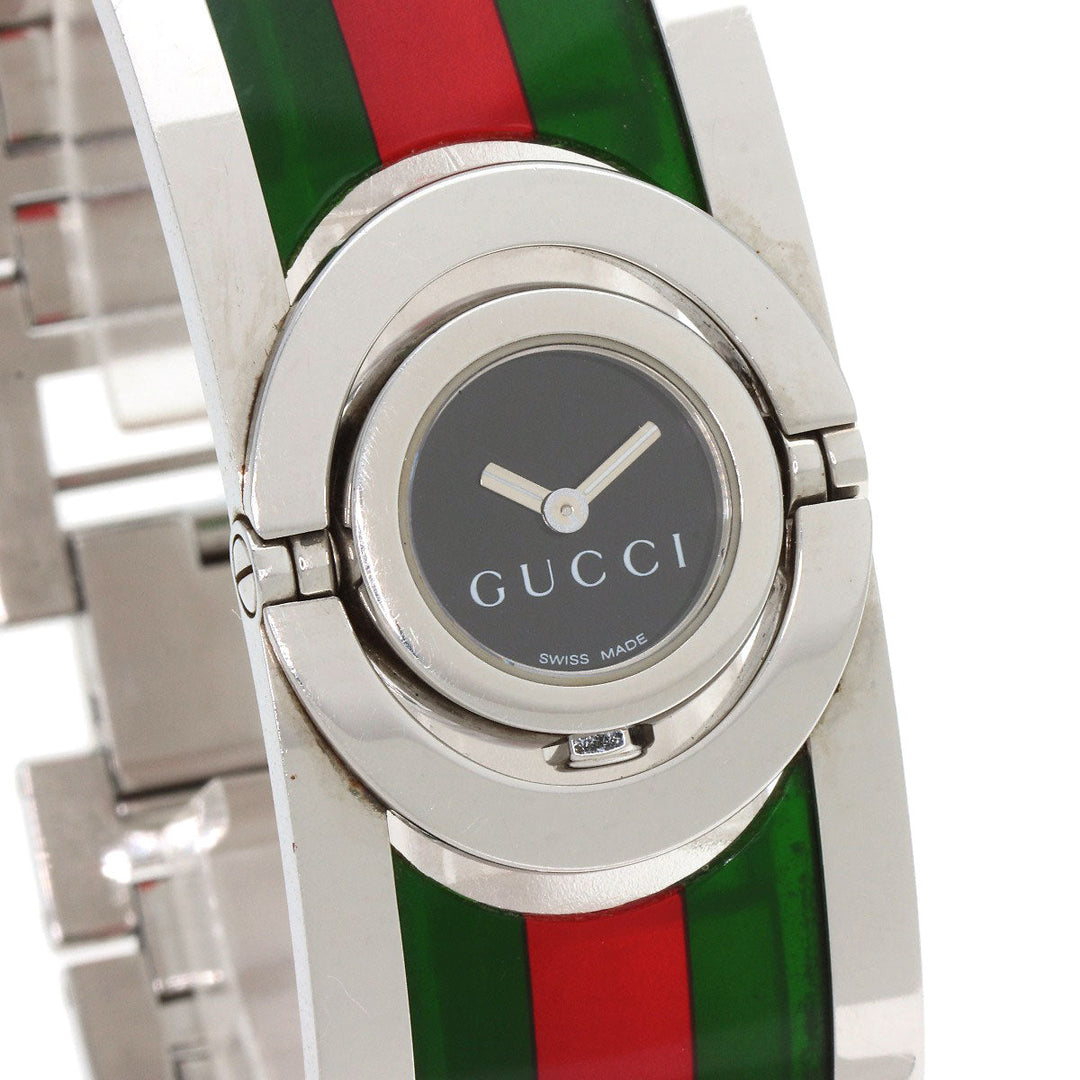 GUCCI Watches Quartz 112 Stainless Steel, SSxPlastic Silver Twirl black dial Women Used Authentic