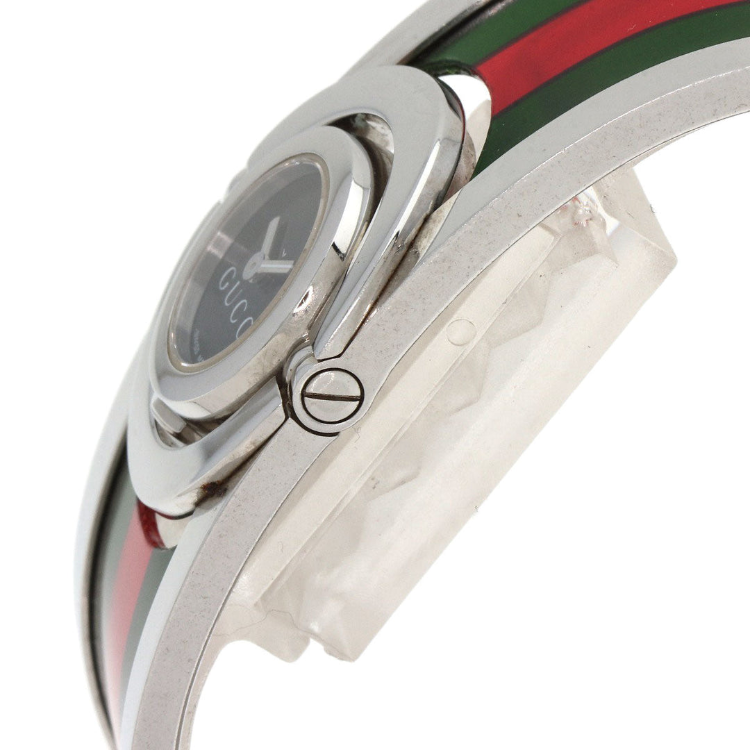 GUCCI Watches Quartz 112 Stainless Steel, SSxPlastic Silver Twirl black dial Women Used Authentic