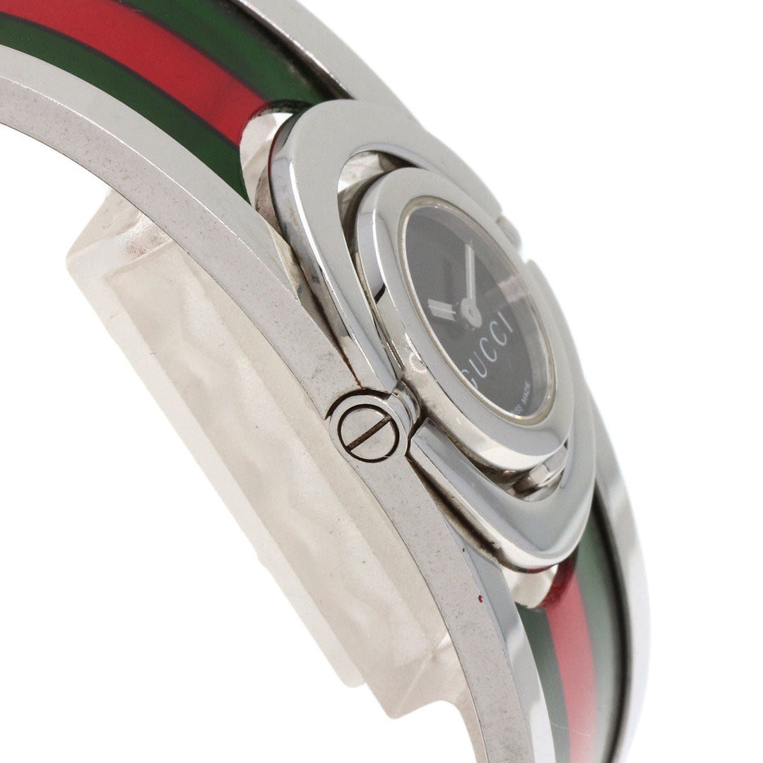 GUCCI Watches Quartz 112 Stainless Steel, SSxPlastic Silver Twirl black dial Women Used Authentic