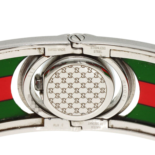 GUCCI Watches Quartz 112 Stainless Steel, SSxPlastic Silver Twirl black dial Women Used Authentic