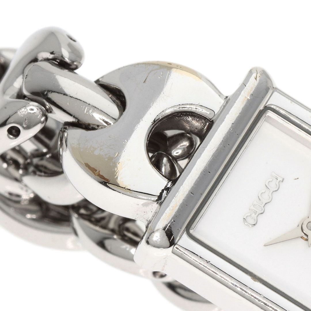 GUCCI Watches Quartz 1800L Stainless Steel , Stainless Steel Silver Square face white dial Women Used Authentic
