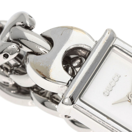 GUCCI Watches Quartz 1800L Stainless Steel , Stainless Steel Silver Square face white dial Women Used Authentic