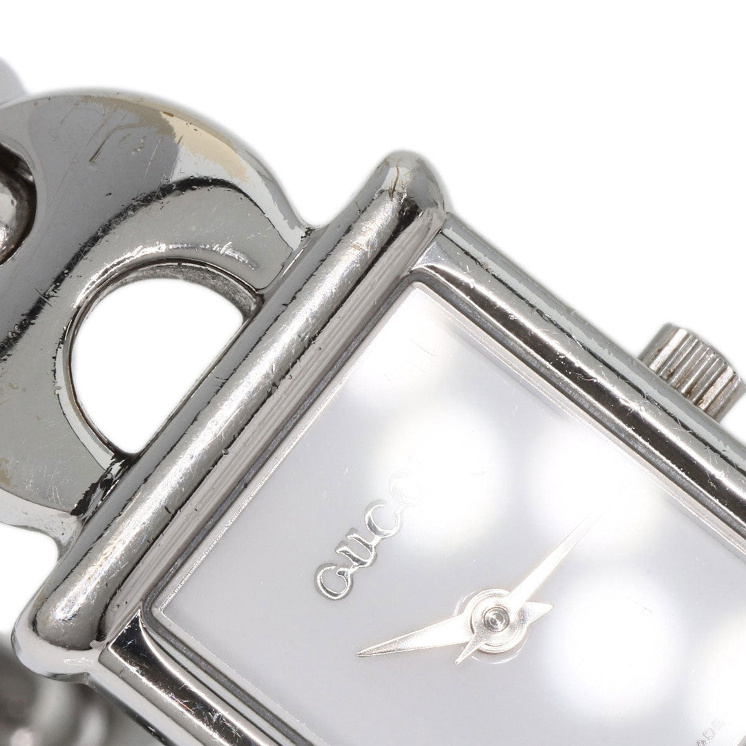 GUCCI Watches Quartz 1800L Stainless Steel , Stainless Steel Silver Square face white dial Women Used Authentic